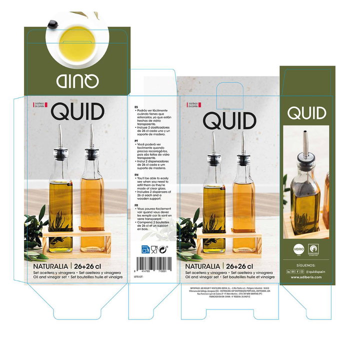 Set Aceitera y Vinagrera Vidrio Naturalia Quid 260 mL