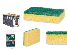 Arte Regal Set 2 Estropajos Tricapa con Esponja Vegetal Amarillo/Verde 24 x 12.5 x 2 cm (Set de 26)