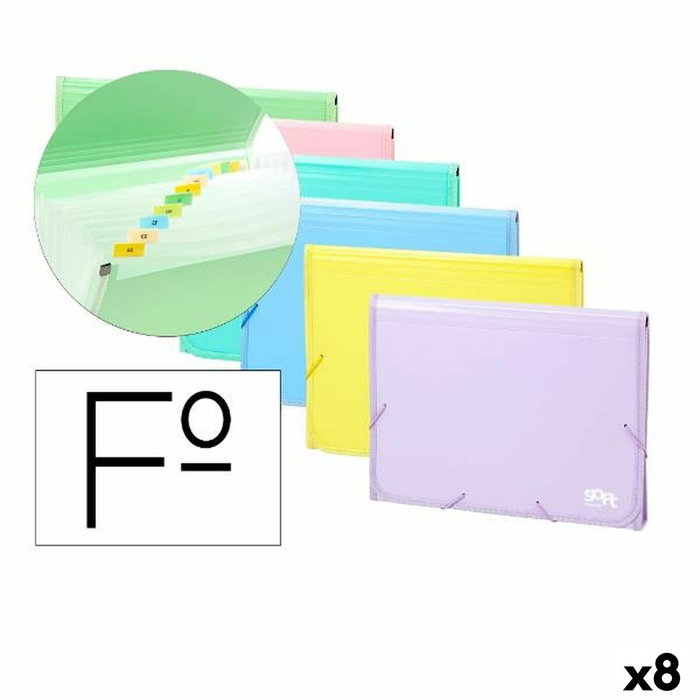 Carchivo Carpeta Clasificadora Acordeón Polipropileno Soft 13 Departamentos Folio Colores Surtidos Pack 12 Unidades