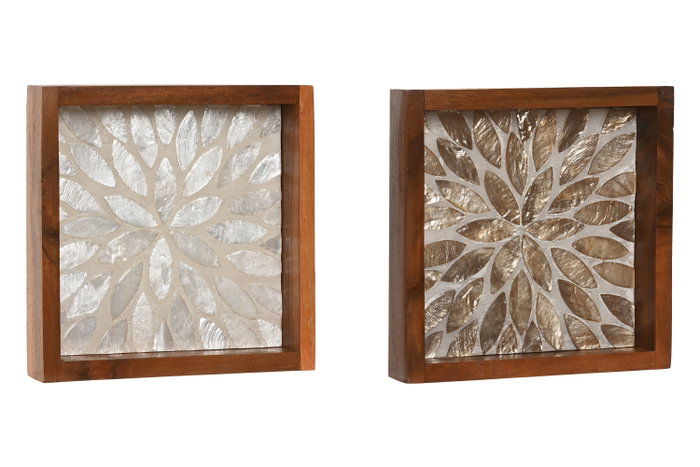 DKD Home Decor Bandeja Vaciabolsillos Teca y Capiz 15x15x3 cm Surtido de 2 unidades DKD Home Decor Bandeja Vaciabolsillos Teca y Capiz 15x15x3 cm Surtido de 2 unidades