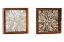 DKD Home Decor Bandeja Vaciabolsillos Teca y Capiz 15x15x3 cm Surtido de 2 unidades