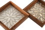 DKD Home Decor Bandeja Vaciabolsillos Teca y Capiz 15x15x3 cm Surtido de 2 unidades