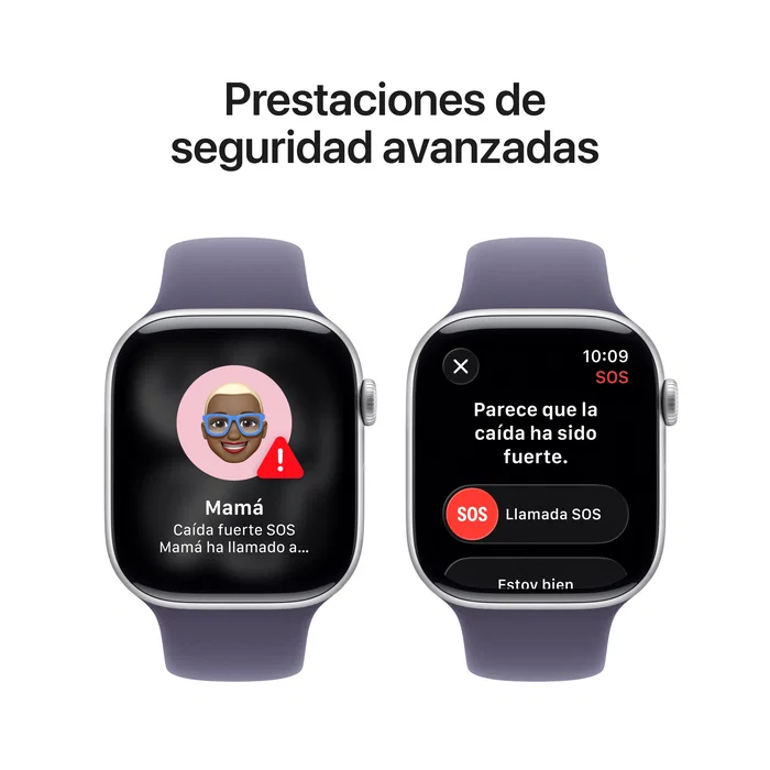 Apple Watch Series 11 46mm GPS + Cellular Aluminio Plata con Correa Deportiva Niebla Púrpura M/L