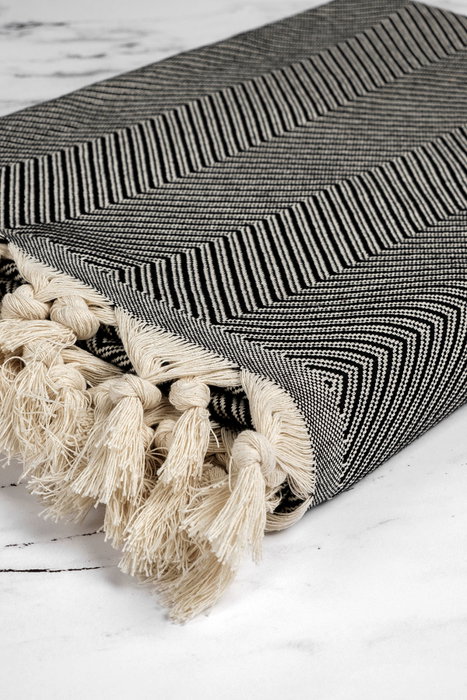 L'essentiel linge de maison Funda de Sofá 170x230 cm Blanco y Negro Algodón 100%