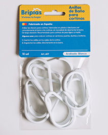 BRIPLAS Anillas para Cortina de Baño Tipo Mosquetón, 10 Unidades, Blanco