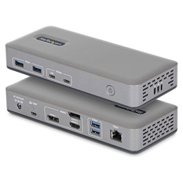 Startech Base Dock de Portátil USB-C 3.2 Gen 2 con Puerto HDMI, 2 x DisplayPort, 1Gbe Ethernet, Adaptador de Corriente Reino Unido/Europa