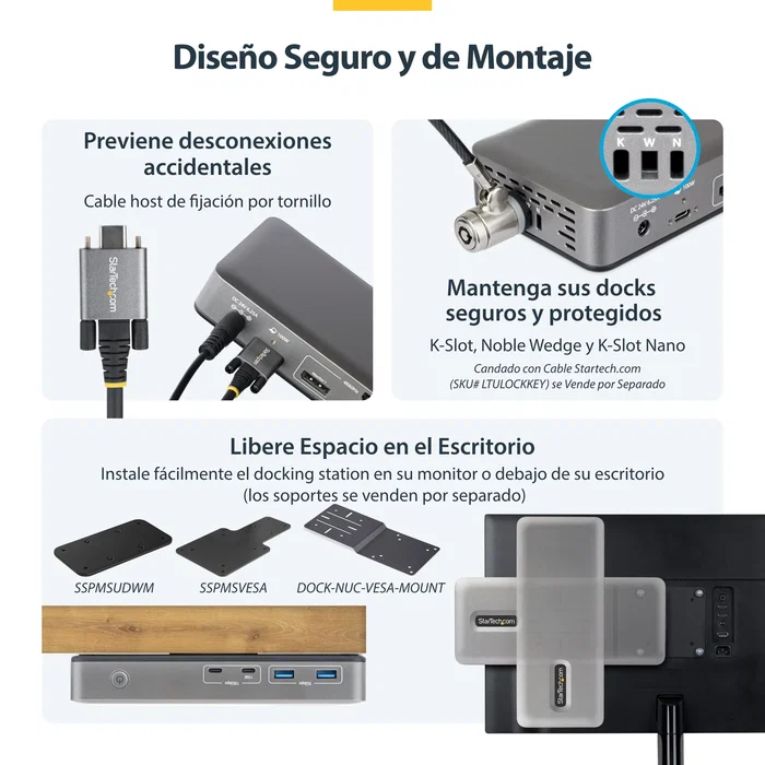 StarTech.com Docking Station USB-C para 3 Monitores 4K con PD 100W Gris StarTech.com Docking Station USB-C para 3 Monitores 4K con PD 100W Gris