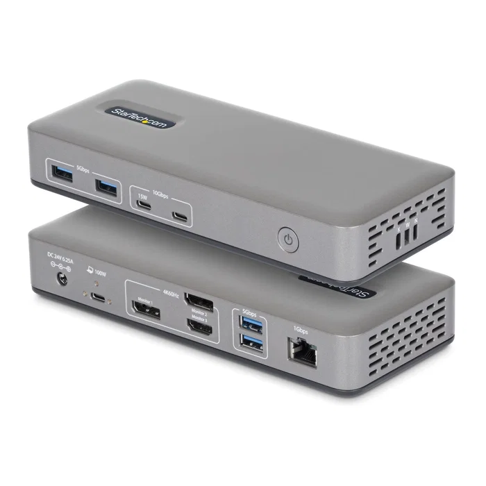 StarTech.com Docking Station USB-C para 3 Monitores 4K con PD 100W Gris StarTech.com Docking Station USB-C para 3 Monitores 4K con PD 100W Gris