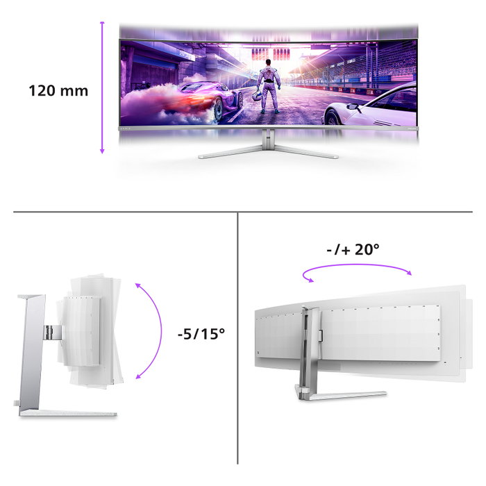 Philips Evnia 49M2C8900L Monitor Gaming QD-OLED 49 pulg 5120x1440 144Hz Blanco