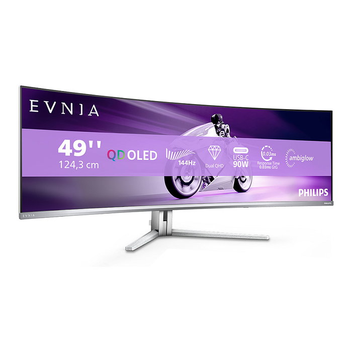 Philips Evnia 49M2C8900L Monitor Gaming QD-OLED 49 pulg 5120x1440 144Hz Blanco
