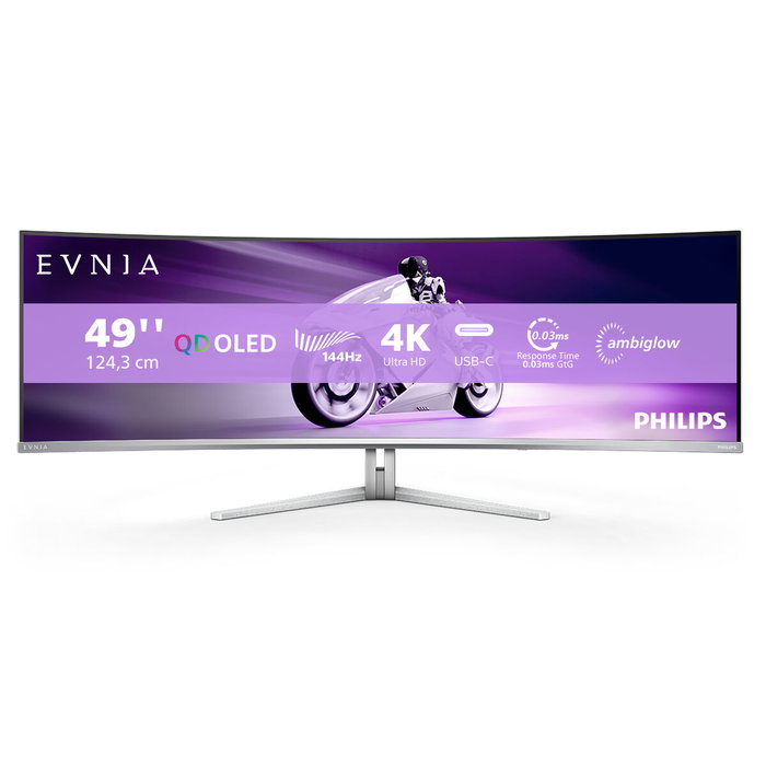 Philips Evnia 49M2C8900L Monitor Gaming QD-OLED 49 pulg 5120x1440 144Hz Blanco