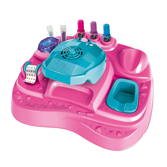 Clementoni Nail Art Studio 18730 Kit de Manicura Infantil con Máquina de Purpurina y Secador de Esmalte para Niñas +6 Años