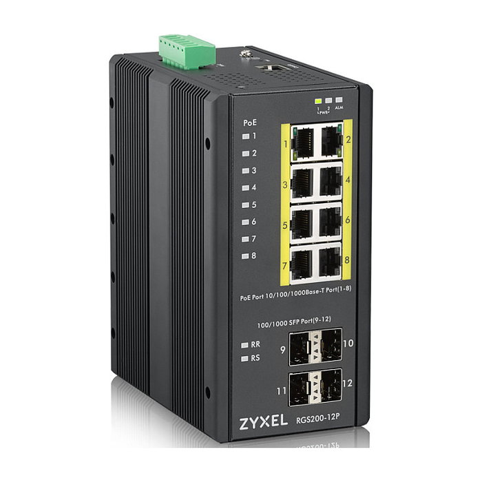 Zyxel RGS200-12P Switch Industrial Gestionado L2 con 8 Puertos PoE+ y 4 SFP Zyxel RGS200-12P Switch Industrial Gestionado L2 con 8 Puertos PoE+ y 4 SFP