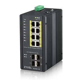 Zyxel Switch Industrial Gestionado RGS200-12P - 12 Puertos PoE, 8 LAN + 4 SFP, 240W, Montaje DIN Rail, VLAN, QoS