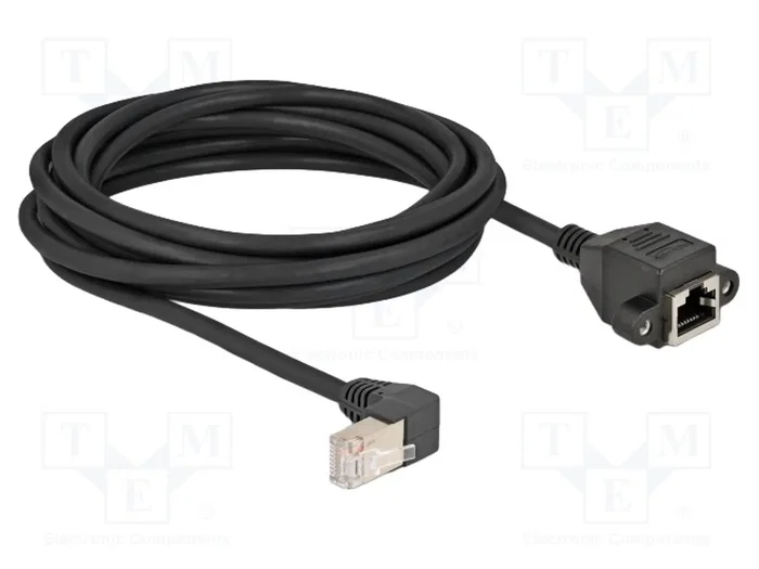 DeLOCK Cable de extensión de red Cat.6a S/FTP RJ45 90° a RJ45 hembra 5 m negro