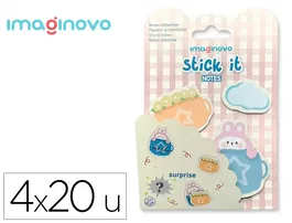 Imaginovo Bloc notas adhesivas sorpresa 20 hojas tamaños surtidos rojo