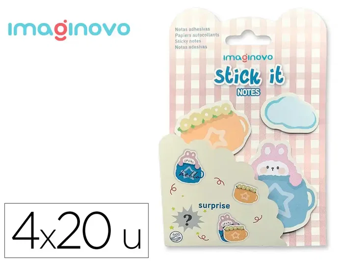 Imaginovo Bloc Notas Adhesivas con Pegatina Sorpresa para Niños, 80 Hojas con Diseño Fantasía, Tamaños Surtidos, Color Rojo Imaginovo Bloc Notas Adhesivas con Pegatina Sorpresa para Niños, 80 Hojas con Diseño Fantasía, Tamaños Surtidos, Color Rojo