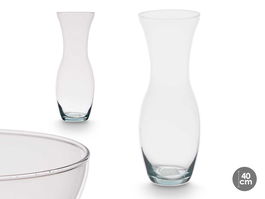 Giftdecor Jarrón Cristal Cuello Abierto Transparente 40 cm Alto x 14 cm Ancho x 14 cm Largo