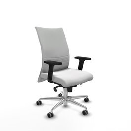 PIQUERAS Y CRESPO Silla Albacete confidente con mecanismo Sincro, tela Blanca, Base aluminio y Brazos 2D