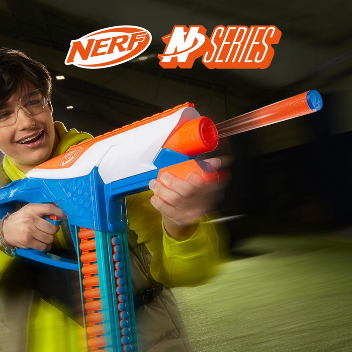 Hasbro Nerf N Series Infinite F8631 Pistola de Dardos con Mega Cinturón para 40 Dardos