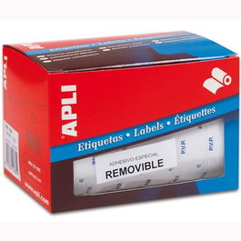 Apli Etiquetas Removibles PVP Blancas 12x18 mm Rollo 3360 Escritura Manual