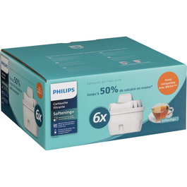 Philips Softening+ Cartuchos de Filtro de Agua, Pack de 6 unidades