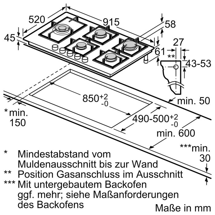 Placa de Gas Siemens ER9A6SH40 Placa de Gas Siemens ER9A6SH40