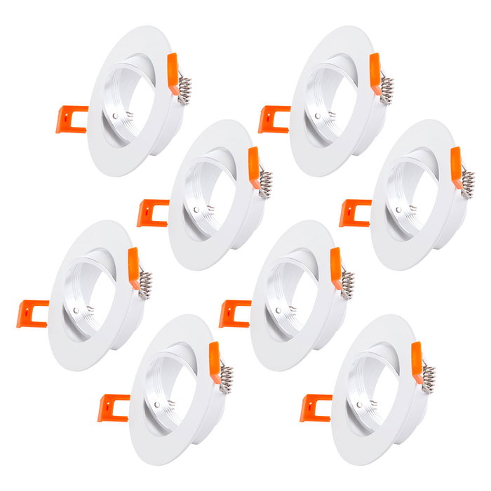 Pack 8 Aro Foco Downlight Basculante Circular Aluminio Blanco 93mm
