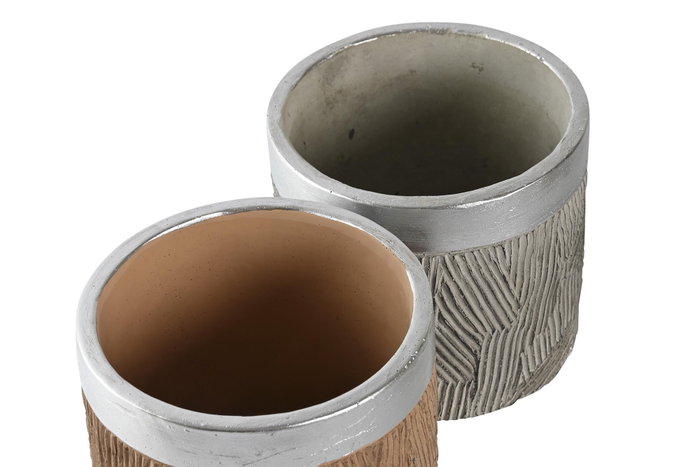 DKD Home Decor Set de 2 Maceteros de Cemento Bicolor Surtidos 17x17x15 cm