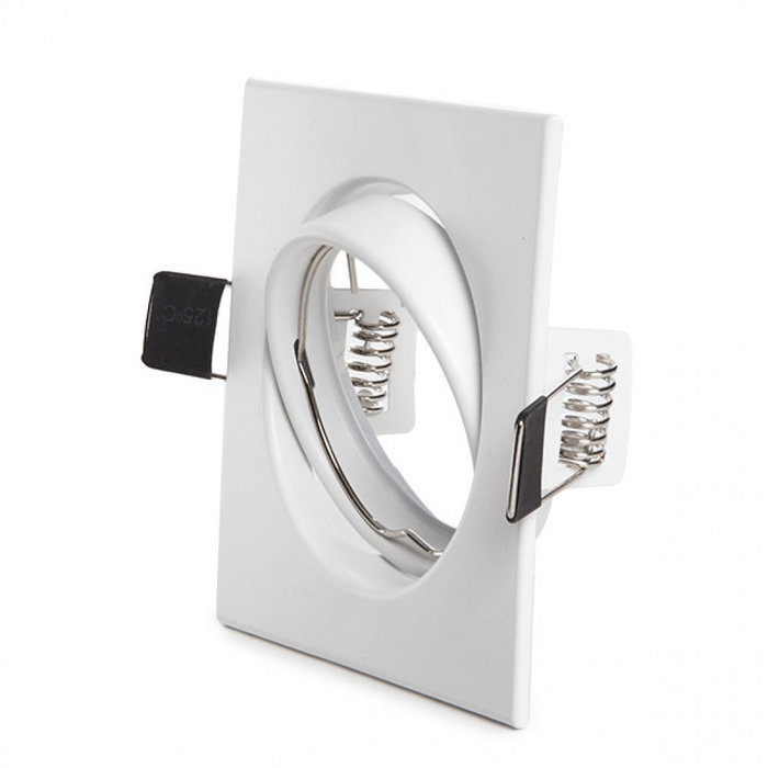 Aro Gabinete Empotrable Downlight Basculante Cuadrado Blanco 83x83mm para LED GU10 o GX5,3