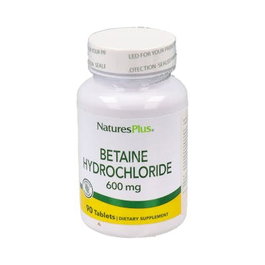 NATURES PLUS Betaina Hcl 600Mg 90 Comprimidos - Acidificante Estomacal y Ayuda Digestiva