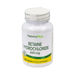 NATURES PLUS Betaina Hcl 600Mg 90 Comprimidos - Acidificante Estomacal y Ayuda Digestiva