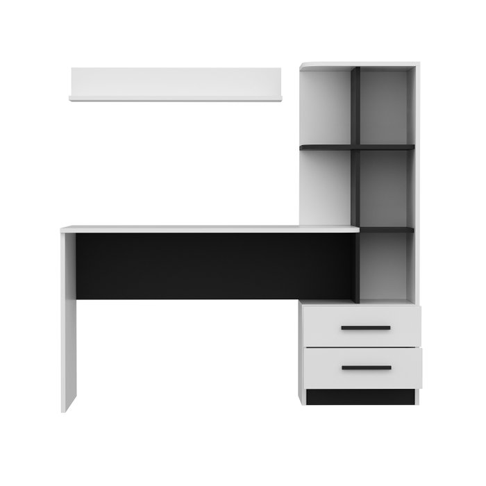Hanah Home Mesa de Estudio Alaska Blanco y Negro con Cajones y Estantes, 120x74x60 cm Hanah Home Mesa de Estudio Alaska Blanco y Negro con Cajones y Estantes, 120x74x60 cm