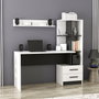 Hanah Home Mesa de Estudio Alaska Blanco y Negro con Cajones y Estantes, 120x74x60 cm