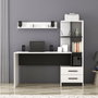 Hanah Home Mesa de Estudio Alaska Blanco y Negro con Cajones y Estantes, 120x74x60 cm