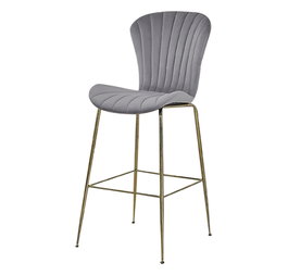 DKD Home Decor Taburete Gris Claro Dorado Metal Terciopelo 53 x 102 x 55 cm (2 Unidades)