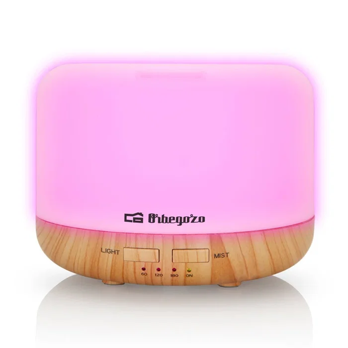 Orbegozo HUA-4000 Humidificador Ultrasónico para Aromaterapia, 400 ml, Vapor Frío, Luz Nocturna 7 Colores, Temporizador, Silencioso