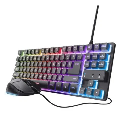 Trust GXT 798 Combo Gaming Teclado + Ratón, Retroiluminación LED RGB, Tenkeyless, Interruptor Mecánico, QWERTY Español, Negro