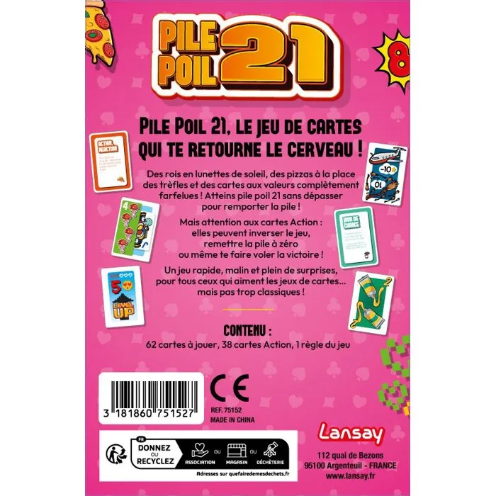 Lansay Juego de Mesa PILE POIL 21, LAN3181860751527, Para Mayores de 8 Años