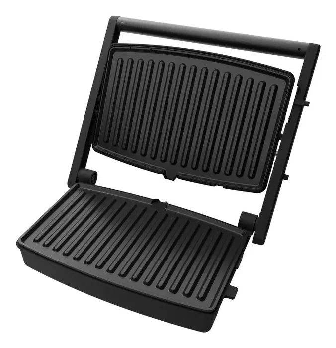 Aiwa ASM-1500G Sandwichera Grill 1500W, Placas Antiadherentes Desmontables, Color Plata/Negro, Acero Inoxidable, Termostato