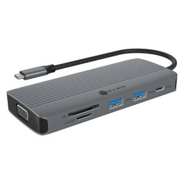 ICY BOX IB-DK4040a-CPD Docking Station USB-C 10 en 1 con 100W Power Delivery, HDMI, VGA, Ethernet 1000 Mbit/s, Lector de Tarjetas, 4K@60Hz, Plata