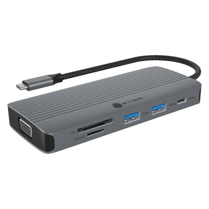 ICY BOX IB-DK4040a-CPD Docking Station USB-C 10 en 1 con 100W Power Delivery, HDMI, VGA, Ethernet 1000 Mbit/s, Lector de Tarjetas, 4K@60Hz, Plata ICY BOX IB-DK4040a-CPD Docking Station USB-C 10 en 1 con 100W Power Delivery, HDMI, VGA, Ethernet 1000 Mbit/s, Lector de Tarjetas, 4K@60Hz, Plata
