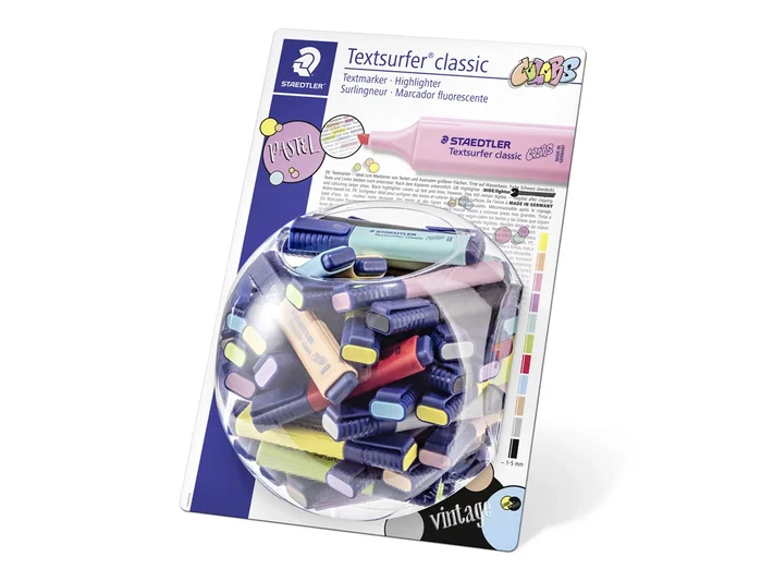 STAEDTLER Textsurfer Classic 364 Pastel & Vintage Surtido con Expositor de 100 Unidades