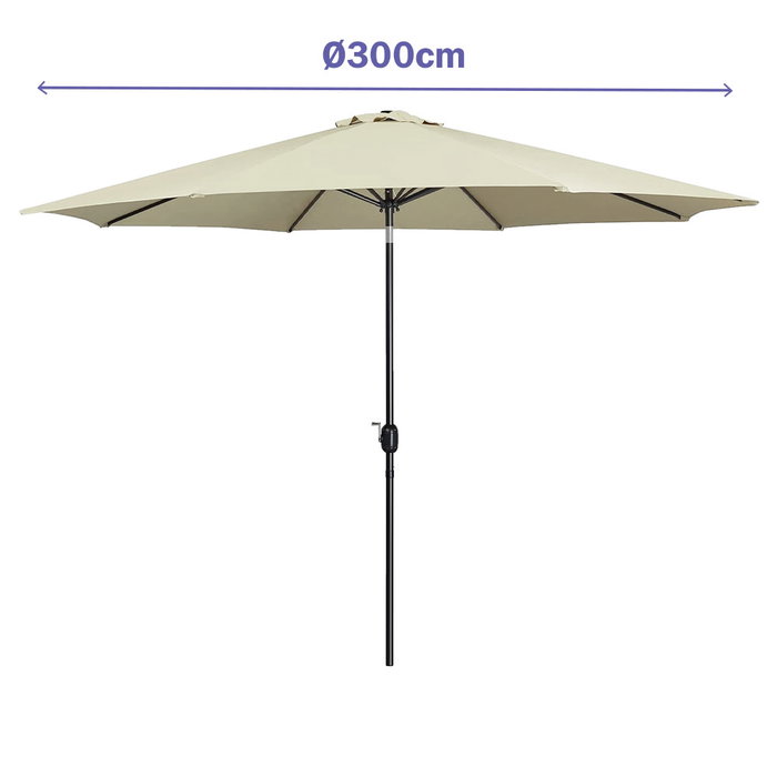 Marbueno Sombrilla Acero 8 Varillas D300 cm Polyester Beige Jardin, Piscina y Terraza 10486