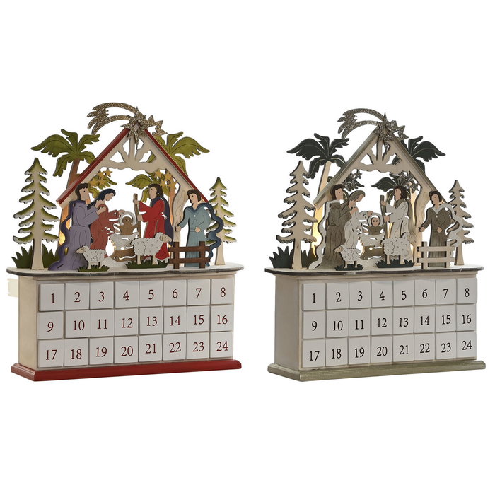 DKD Home Decor Calendario de Adviento de Madera con LED, Set de 2 unidades surtidas DKD Home Decor Calendario de Adviento de Madera con LED, Set de 2 unidades surtidas