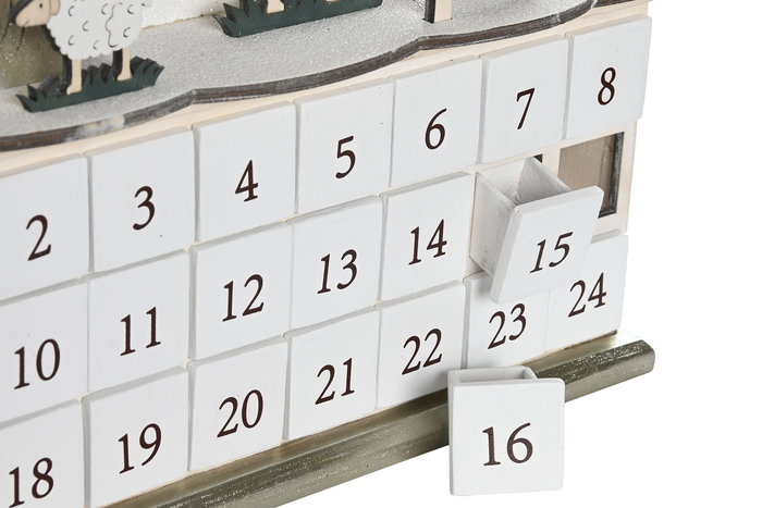 DKD Home Decor Calendario Adviento Navidad Tradicional Rojo Beige Madera 8.5 x 36.5 x 34 cm (2 Unidades)