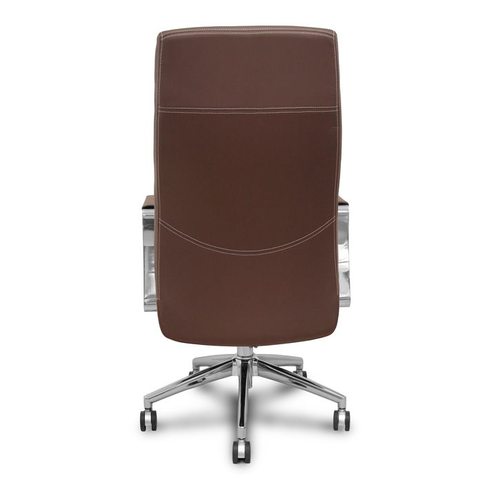 Sillón Ergo540 con mecanismo Sincro tapizada con Similpiel color Marrón. Equipado con Base cromada, Brazos fijos y Ruedas de nailon de 60mm Sillón Ergo540 con mecanismo Sincro tapizada con Similpiel color Marrón. Equipado con Base cromada, Brazos fijos y Ruedas de nailon de 60mm