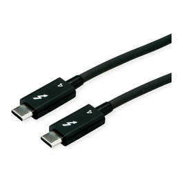 ROLINE Cable USB C Thunderbolt 4 0,5 m 40 Gbit/s 100W Negro - ROLINE 11.02.9043 - Plug and Play, 8K 60Hz, Conectores Macho Dorados