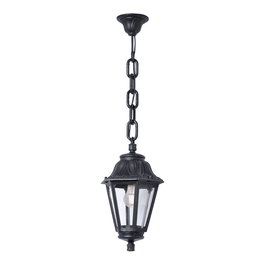 Fumagalli Farol de Techo con Cadena Sichem/Anna, Negro, Transparente, Casquillo E27, IP55, Ø220 x 800 mm