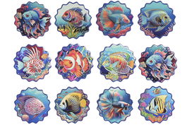 DKD Home Decor 72 Unidades Posavasos Atlantico Azul Marino Multicolor Dolomita Corcho 10.8 x 0.7 x 10.8 cm